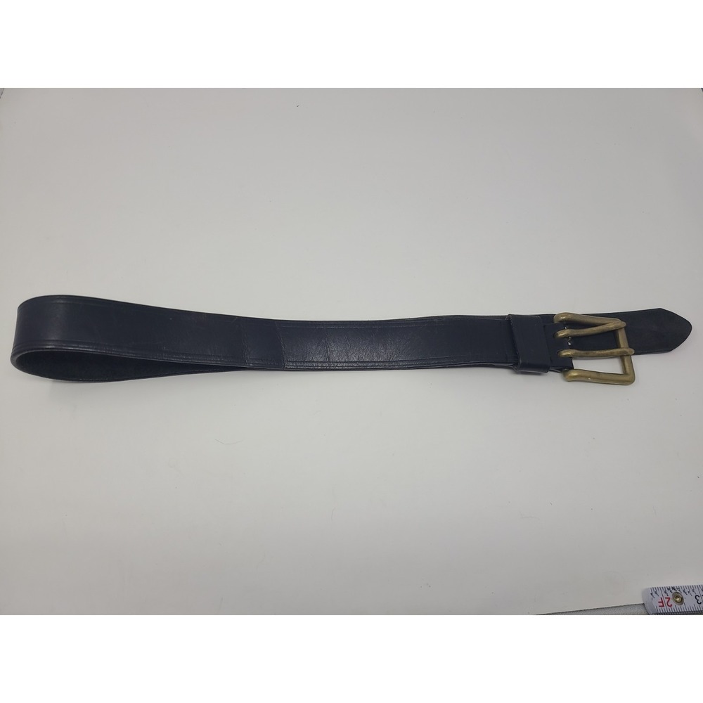 Vintage Honest Brand Leather Belt With Heavy Brass Double Prong Buckle